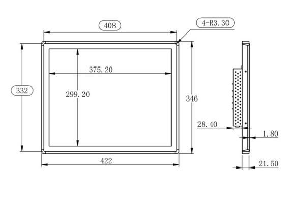 19-inch ingebedde monitor voor beveiligingspanelen, industriële apparatuur, medische displays en openbare informatie-kiosken