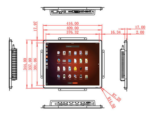 19-inch Linux Embedded Interaction Unit voor beveiligingssystemen, industriële apparatuur, retail advertenties en openbare service stations